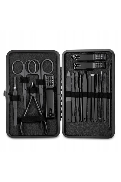 Other Set manichiură pedichiură facială 18 piese XXL negru mat