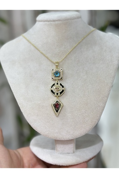 tassa aksesuar قلادة فولاذية من سلسلة خاصة مرصعة بحجر الزركون المينا