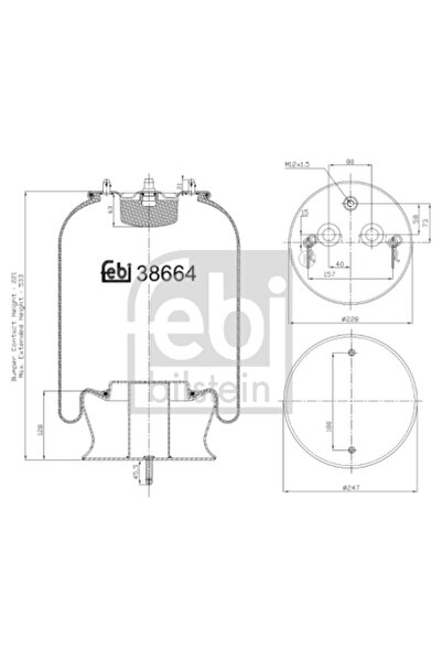 FEBI BILSTEIN Въздушни окачващи маншони преден десен мост Scania G 1/P 1/R 1