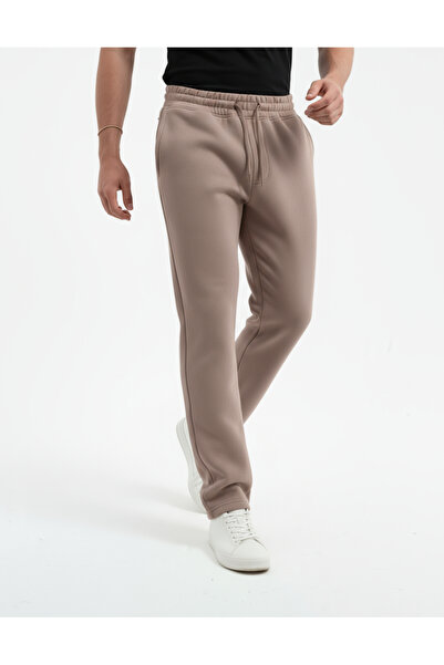 Sizce Moda Καφέ φαρδιά φούτερ με 3 κλωστές, με τσέπες, χειμερινό βαμβακερό χτενισμένο εσωτερικό φλις, άνετο