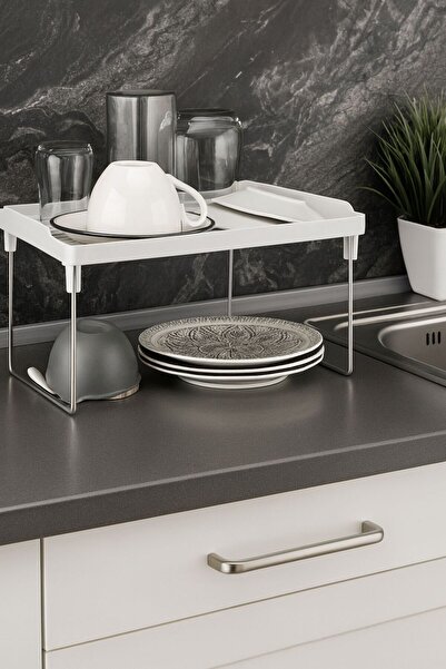 Feronyahome & Garden 4 металеві полиці для кухні, дворівнева полиця для зберігання | Організатор для тарілок, склянок і мисок