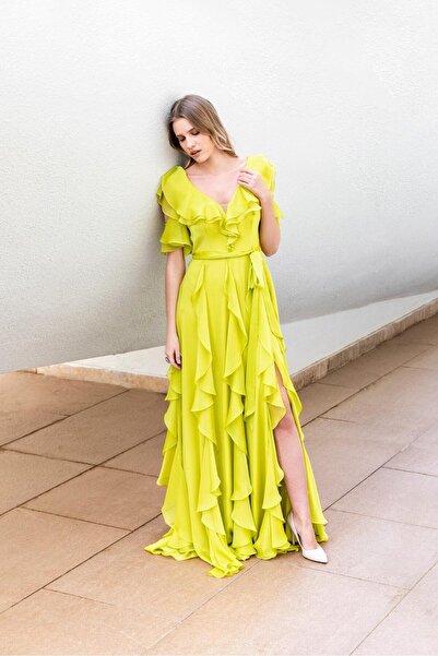 Donatella Silk Ruffles Dress