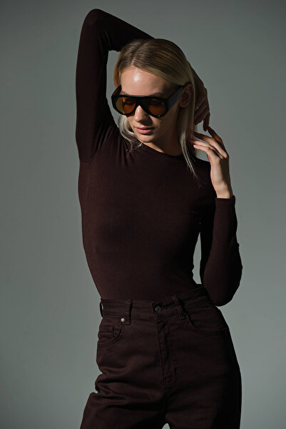 Domoda Πλεκτή μπλούζα με μακρύ μανίκι με λαιμόκοψη Premium Soft Touch @Sorbe