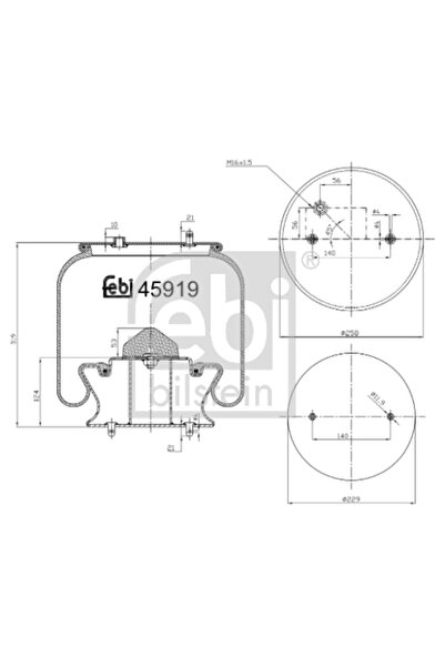 FEBI BILSTEIN Burduf Suspensie Pneumatica Punte Fata Scania 4 - Series Bus/F ...