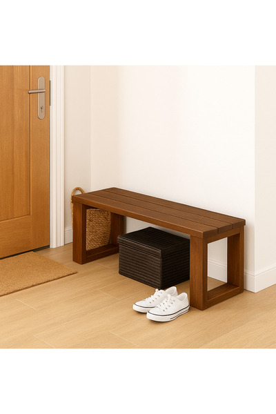 Faev El Yapımı Ahşap Bank 80x30x43 cm – Masif Ahşap Oturma Bankı, Dekoratif D...