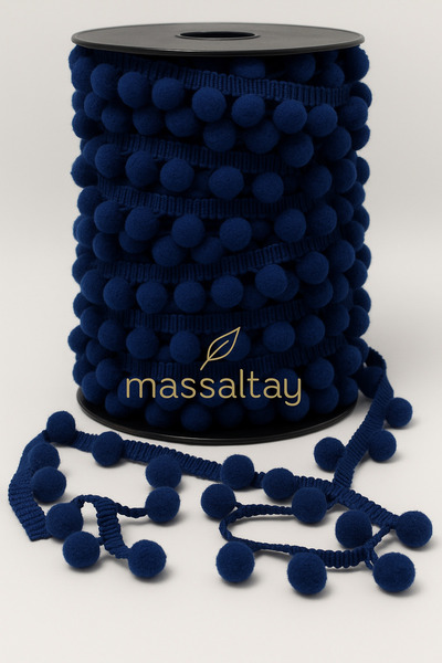 Massaltay Pompom Ribbon 2 Meters Decorative Fabric Trim Ribbon for Handcrafting Curtain and Accessories Making