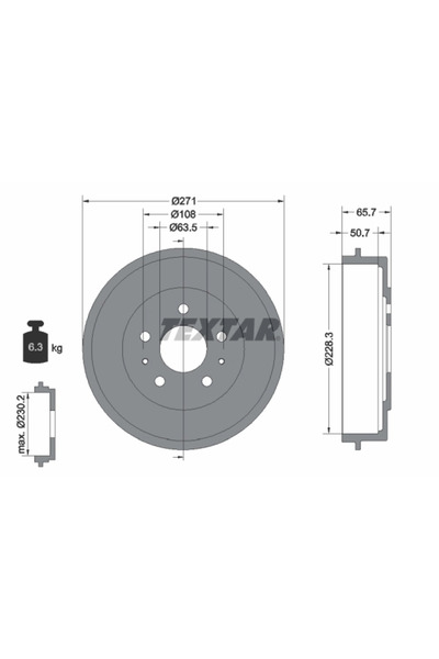 TEXTAR Tambur Frana Ford Focus 2/Focus 3 Ford Australia Focus 2004-2022