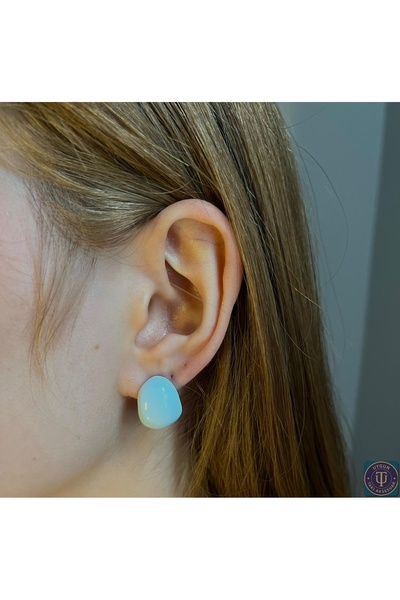 uyguntakıaksesuar Pastel Blue Stone Minimal Women's Earrings – Elegant Design...