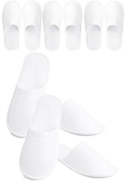 OEM Set of 5 pairs of slippers, hotel quality, sponge, rubber sole, universal size, plain white