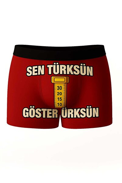 Onudabunuda Baskılı Erkek Boxer (Göster Ürksün Kırmızı)