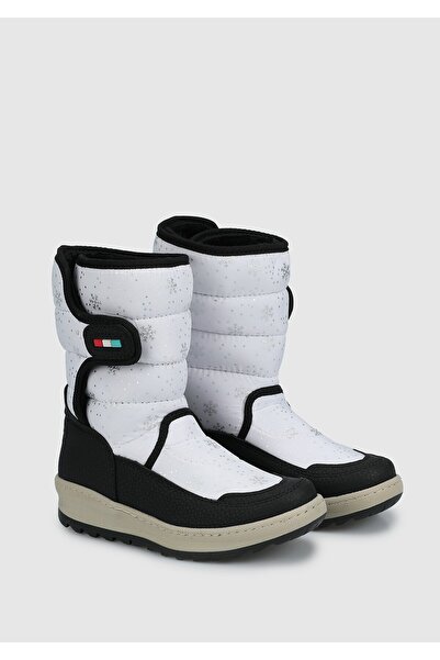 Kiddo White-Black Girl's Snow Boots