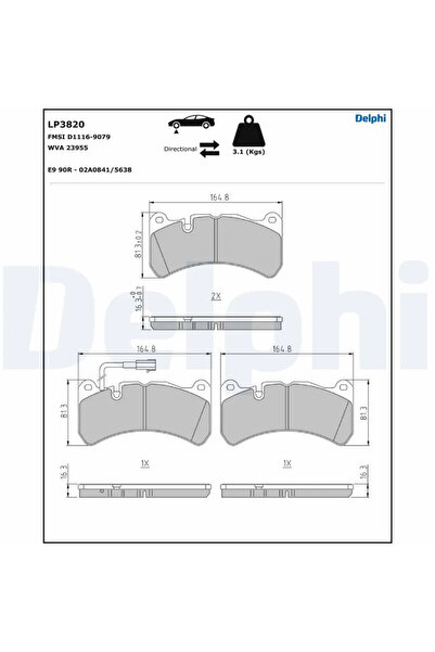 DELPHİ Set Placute Frana Frana Disc Maserati Ghibli 3/Quattroporte 6