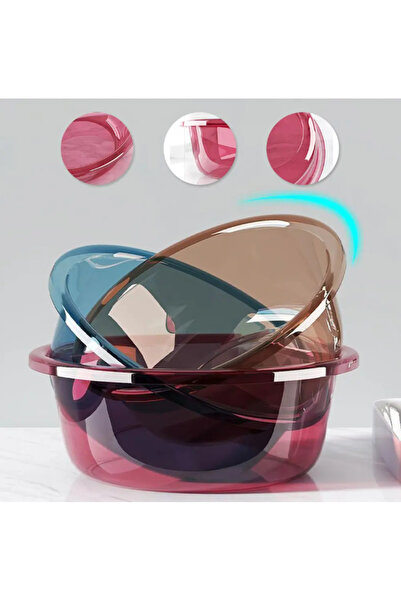 OEM Lighean multifunctional, plastic, transparent, marime M, 26 x 19 x 10 cm, Albastru