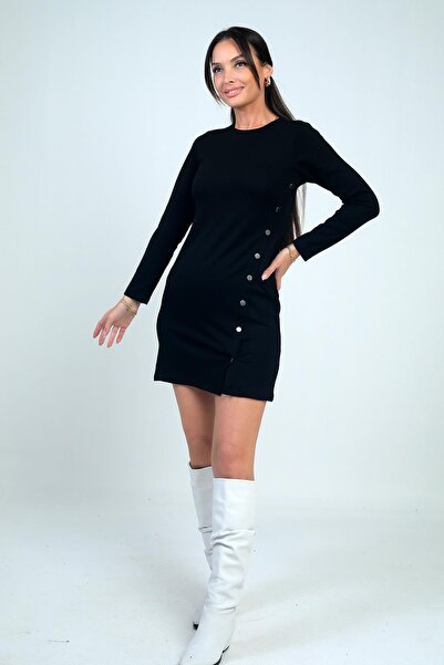 By Saygı Women's Snap Fastener Short Dress