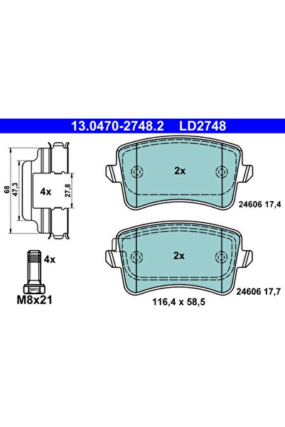 Ate Set Placute Frana Frana Disc Audi A4 Allroad B8/A4 B8/A5 Vw Golf 5