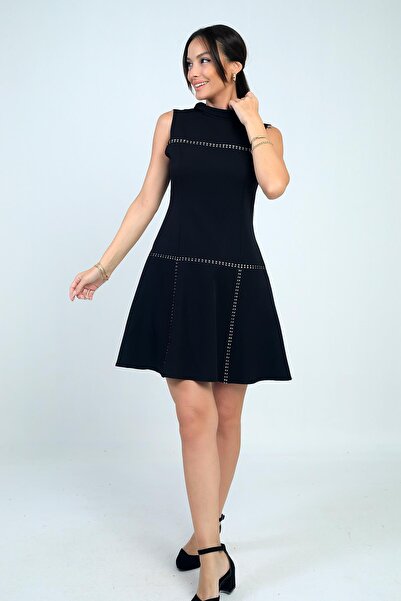 By Saygı Women's Short Crepe Dress with Interlining