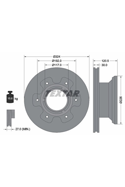 TEXTAR Disc Frana Mercedes-Benz Vario Bus/Vario Caroserie/Vario Platou / Sasi...