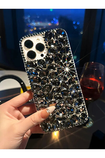 OSG Iphone 13 Pro Max Kılıf Ultra Lüx Renkli Damla Taşlı Kokoş Kılıf