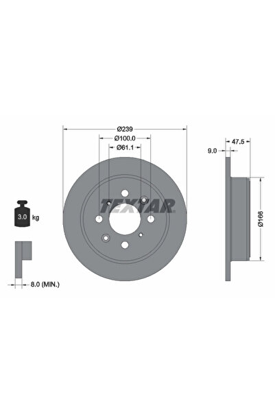 TEXTAR Disc Frana Acura Integra Honda Beat/City 3 Limuzina/City 4 Limuzina