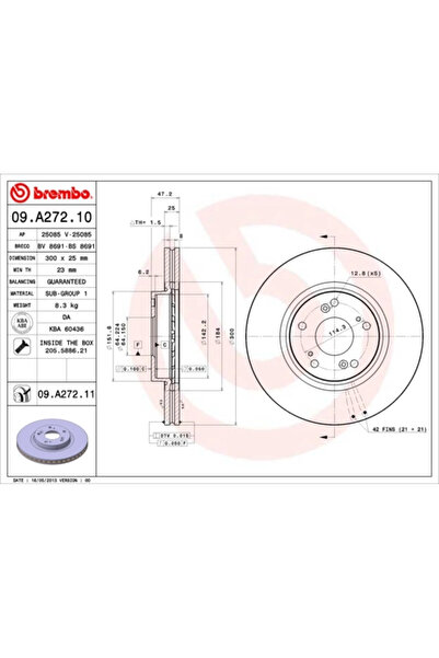 Brembo Set Discuri Frana Honda Accord 7 2002-2008