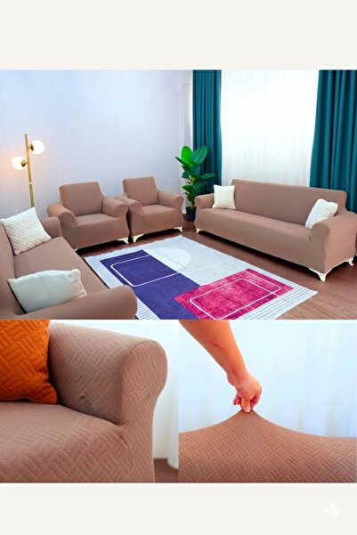 kutlale Set de huse pentru canapea jacquard model coș 3+3+1+1