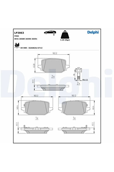 DELPHİ Set Placute Frana Frana Disc Nissan 10-Trail 4/Qashqai 3 Renault Megan...