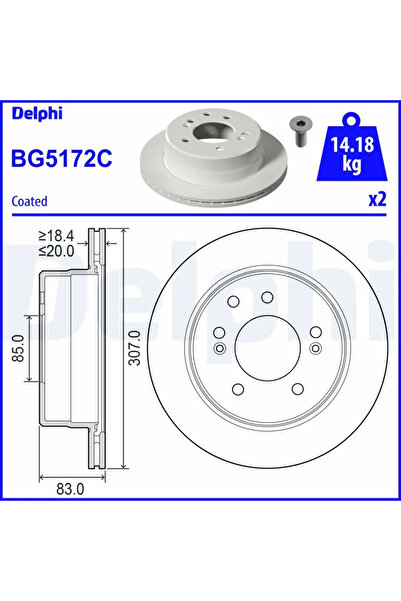 DELPHİ Дискови спирачки Ssangyong Rodius 1/Rodius 2