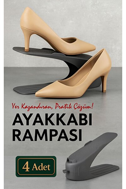 ALPAR 4 Pieces Anthracite Shoe Ramp Space Saving Odorless Modern Shoe Organizer Shoe Stand