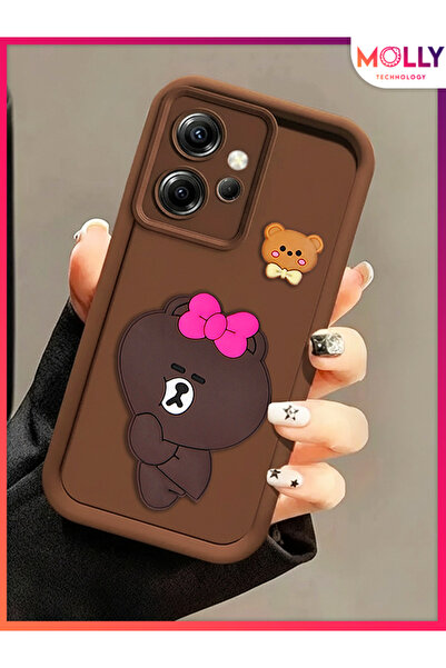 Molly Xiaomi REDMİ NOTE 12 4G İçin Fallow Brown Kenarları Kalın 3d Kabartmalı...