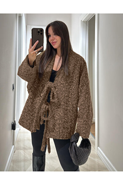 MAXXANA Oversize Cashmere Jacket with Tie Front