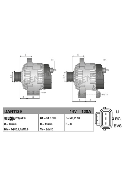 DENSO Generator / Alternator FORD FOCUS II Turnier (DA_ FFS DS) 2004-2012