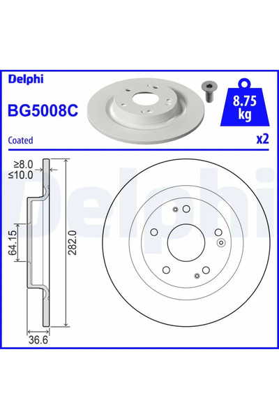 DELPHİ Disc Frana Honda Civic 10