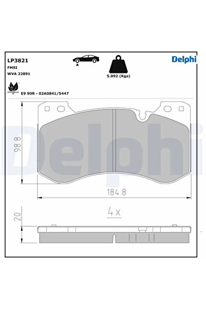 DELPHİ Комплект спирачни накладки за дискови спирачки BMW 2 чашки/3/4