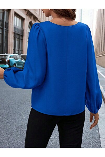 JANES Γυναικεία μακρυμάνικη μπλούζα με λεπτομέρεια από εισαγόμενο κρεπ