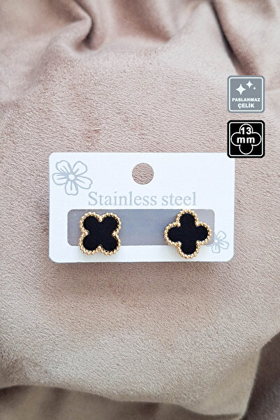 Miss TBee 🍀 4 Leaf Clover Steel Bracelet 🎨   Black Gold