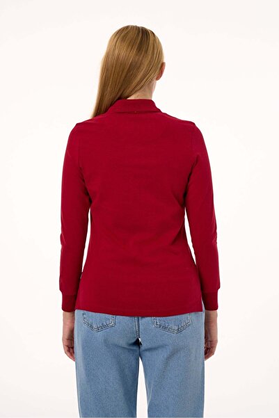 Galvanni Women's Polo Neck Sweatshirt - Urmin Dark Red