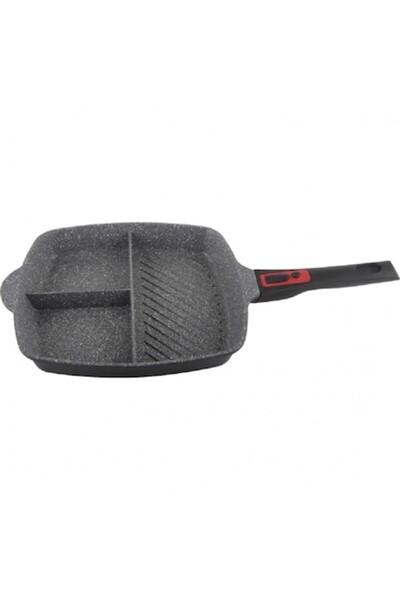 Zilan 3in1 grill pan, 28 cm diameter, aluminum material, granite interior, detachable soft touch handle, i