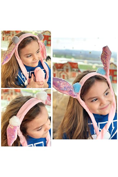 QUEEN AKSESUAR Coroană cu paiete în mișcare colorate, cu urechi, pompon, pent...