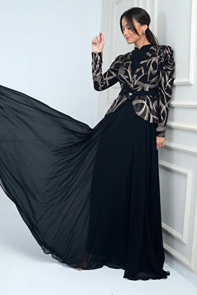 By Saygı Φόρεμα από σιφόν με επένδυση, λεπτομέρεια με ζώνη με λουλούδια και μανίκια με κορδόνια