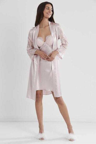 Pierre Cardin Powder Bra Covered Dressing Gown Nightgown 4025