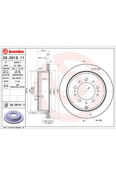 Brembo Disc frana Lexus Lx Toyota Land Cruiser 200/Sequoia/Tundra Pick-Up