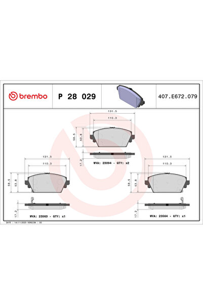 Brembo Set Placute Frana Frana Disc Honda Accord 6/Accord 7 Mg Mg Zr/Mg Zs 19...