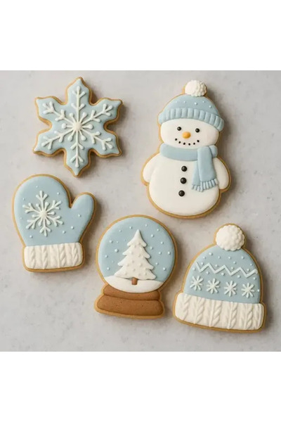 zscraft Kış Temalı Kurabiye Kalıbı Seti - Kardanadam - Yaprak-Eldiven-Bere-Ka...