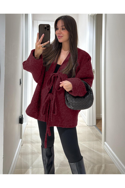 MAXXANA Oversize Cashmere Jacket with Tie Front