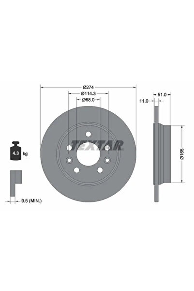 TEXTAR Disc Frana Renault Kangoo 3 Autoutilitara/Limuzina Spatioasa/Kangoo 3 ...