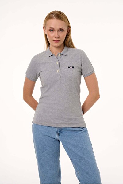 Galvanni Women's Polo Neck T-Shirt - Vays Gray Melange