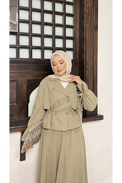 RİELLA Beli Büzgülü Ceket ve Etek Takım