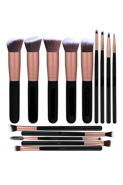FASHIONEEDA 14-piece makeup brush set rose gold/black