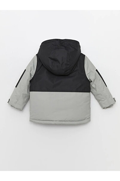 LC Waikiki LCW baby Gri Kapüşonlu Uzun Kollu Erkek Bebek Kayak Mont Ve Kayak Tulum 2'li Takım