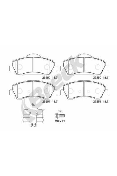 BRECK Set Placute Frana Frana Disc Citroen C-Elysee/C4 Cactus Peugeot 301/308 2